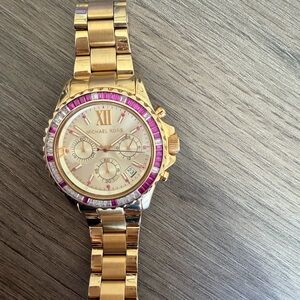 Michael Kors Gold and Pink Chronograph Watch